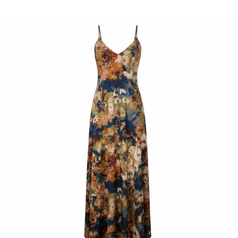 Nicole Miller NY Satin Floral Maxi Dress